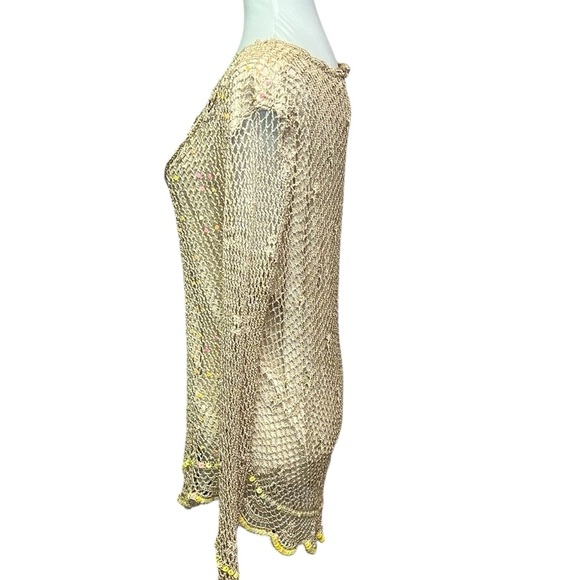 R&M Beige Crochet Sequins Blouse - Picture 3 of 6